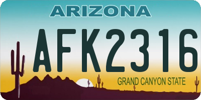 AZ license plate AFK2316