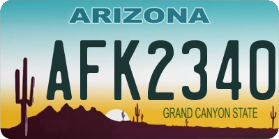 AZ license plate AFK2340