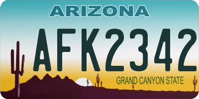 AZ license plate AFK2342