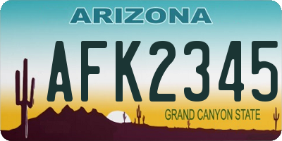 AZ license plate AFK2345