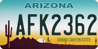 AZ license plate AFK2362