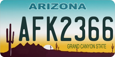 AZ license plate AFK2366