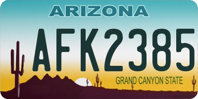 AZ license plate AFK2385