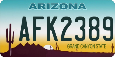 AZ license plate AFK2389