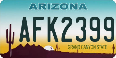 AZ license plate AFK2399