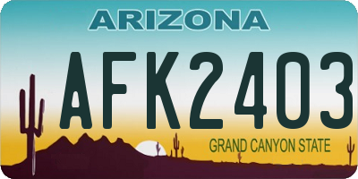 AZ license plate AFK2403