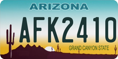 AZ license plate AFK2410