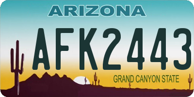 AZ license plate AFK2443