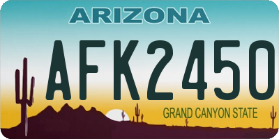 AZ license plate AFK2450