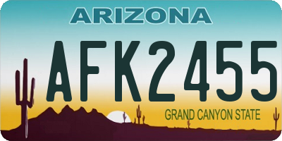 AZ license plate AFK2455