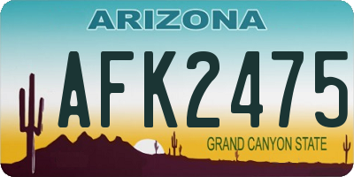 AZ license plate AFK2475