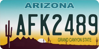 AZ license plate AFK2489