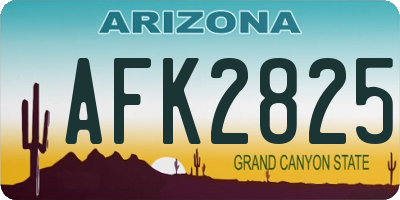 AZ license plate AFK2825