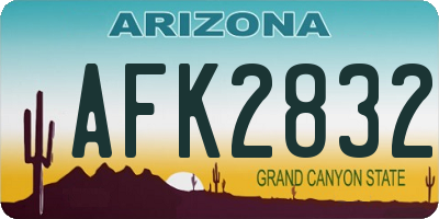 AZ license plate AFK2832