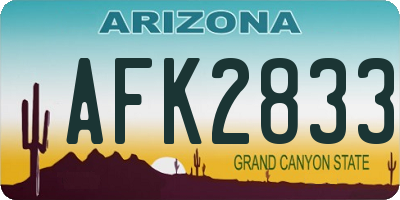 AZ license plate AFK2833