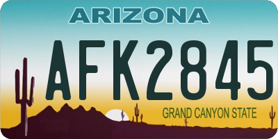 AZ license plate AFK2845