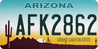 AZ license plate AFK2862