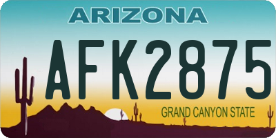 AZ license plate AFK2875