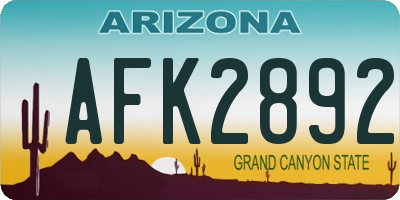 AZ license plate AFK2892