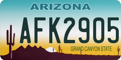 AZ license plate AFK2905