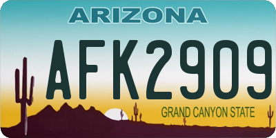 AZ license plate AFK2909