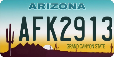 AZ license plate AFK2913