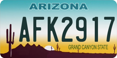 AZ license plate AFK2917