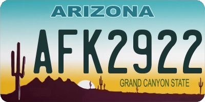 AZ license plate AFK2922