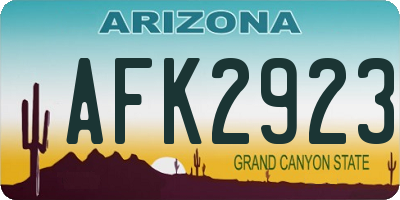AZ license plate AFK2923
