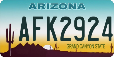 AZ license plate AFK2924