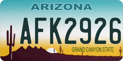 AZ license plate AFK2926