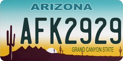 AZ license plate AFK2929