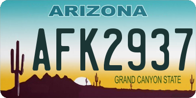 AZ license plate AFK2937
