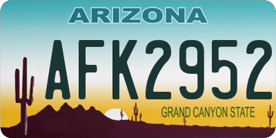 AZ license plate AFK2952