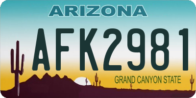 AZ license plate AFK2981