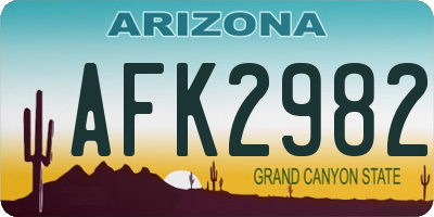 AZ license plate AFK2982