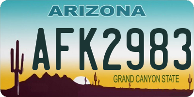 AZ license plate AFK2983