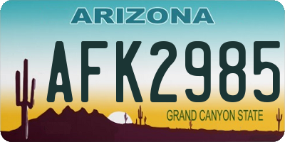 AZ license plate AFK2985