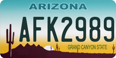 AZ license plate AFK2989