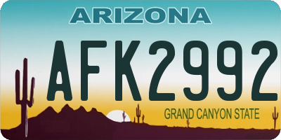AZ license plate AFK2992