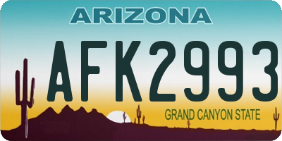 AZ license plate AFK2993