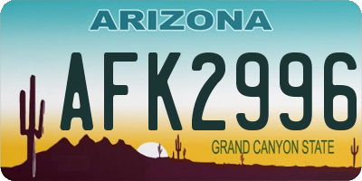 AZ license plate AFK2996