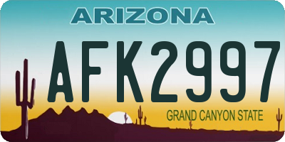 AZ license plate AFK2997