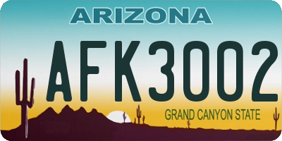 AZ license plate AFK3002