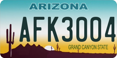 AZ license plate AFK3004