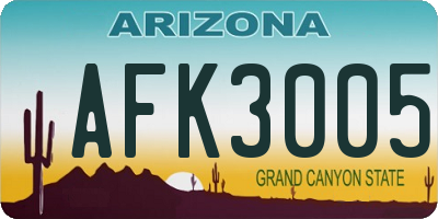 AZ license plate AFK3005