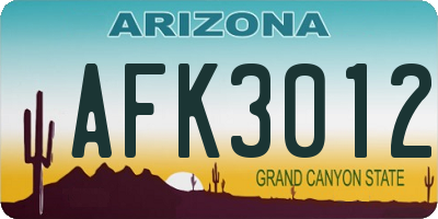 AZ license plate AFK3012