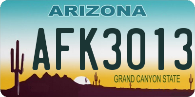 AZ license plate AFK3013
