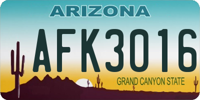 AZ license plate AFK3016