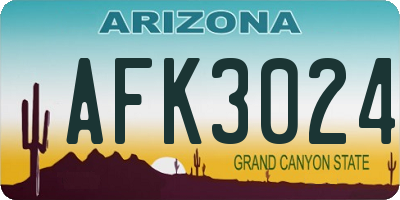 AZ license plate AFK3024